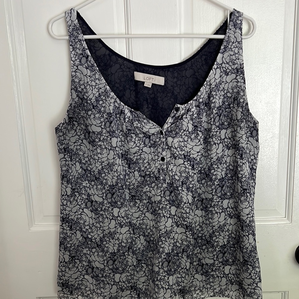 Loft blue and white floral tunic top
